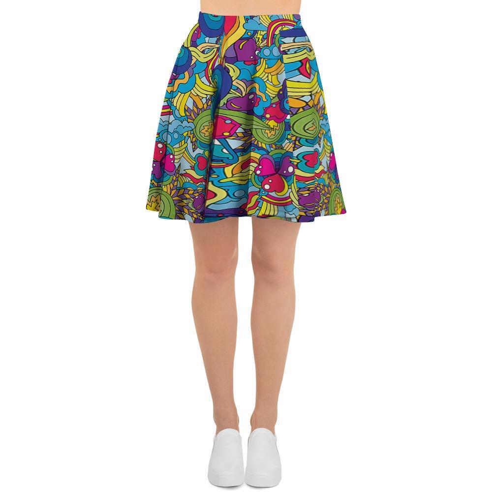 Valentine Heart Hippie Trippy Women's Skirt-grizzshop