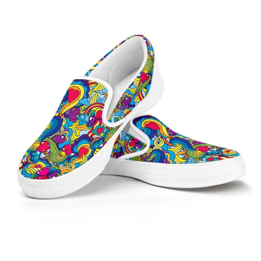 Valentine Heart Hippie Trippy Women's Slip On Sneakers-grizzshop