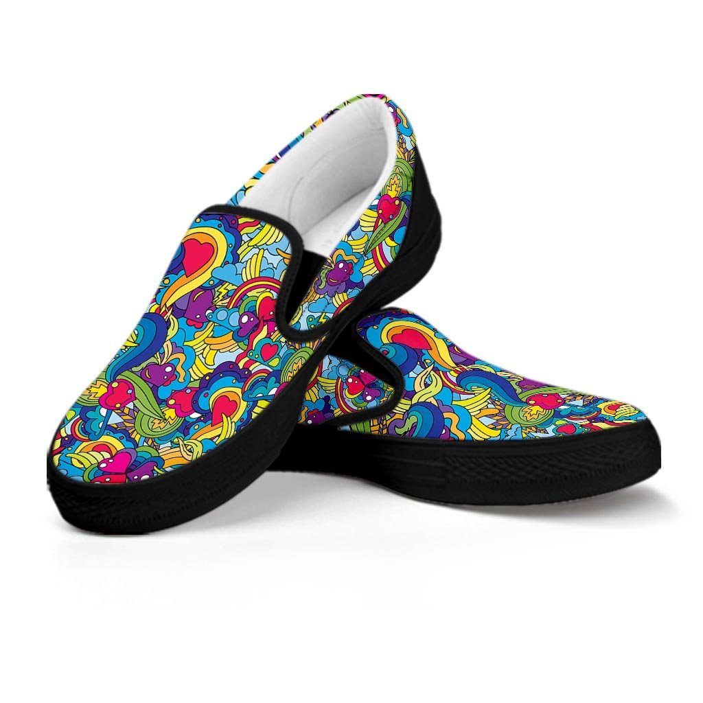 Valentine Heart Hippie Trippy Women's Slip On Sneakers-grizzshop