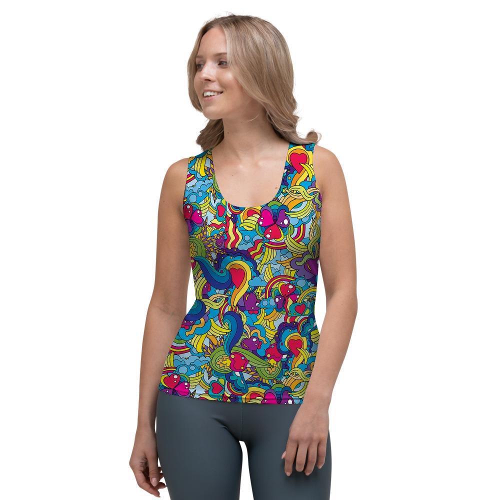 Valentine Heart Hippie Trippy Women's Tank Top-grizzshop