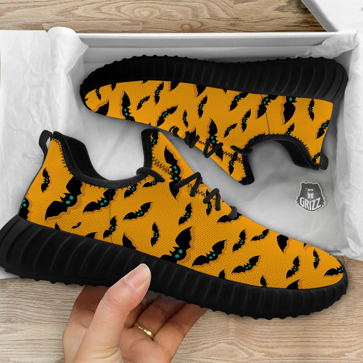 Vampire Bat Halloween Print Pattern Black Walking Shoes-grizzshop