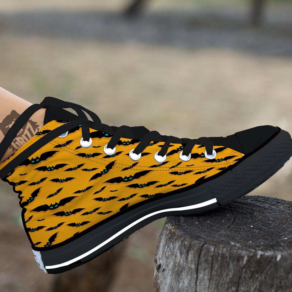 Vampire Bat Halloween Print Pattern High Top Shoes-grizzshop