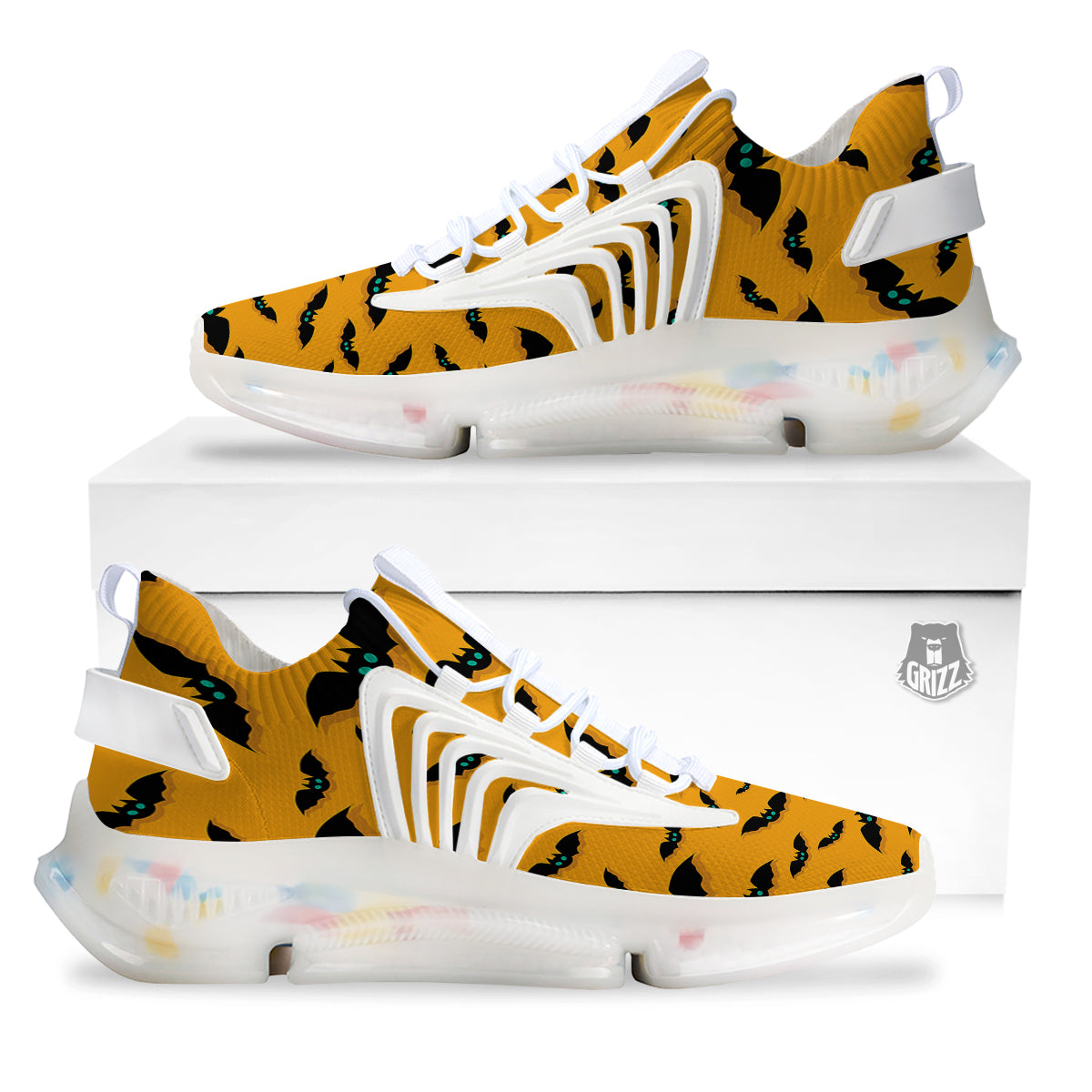 Vampire Bat Halloween Print Pattern White Gym Shoes-grizzshop