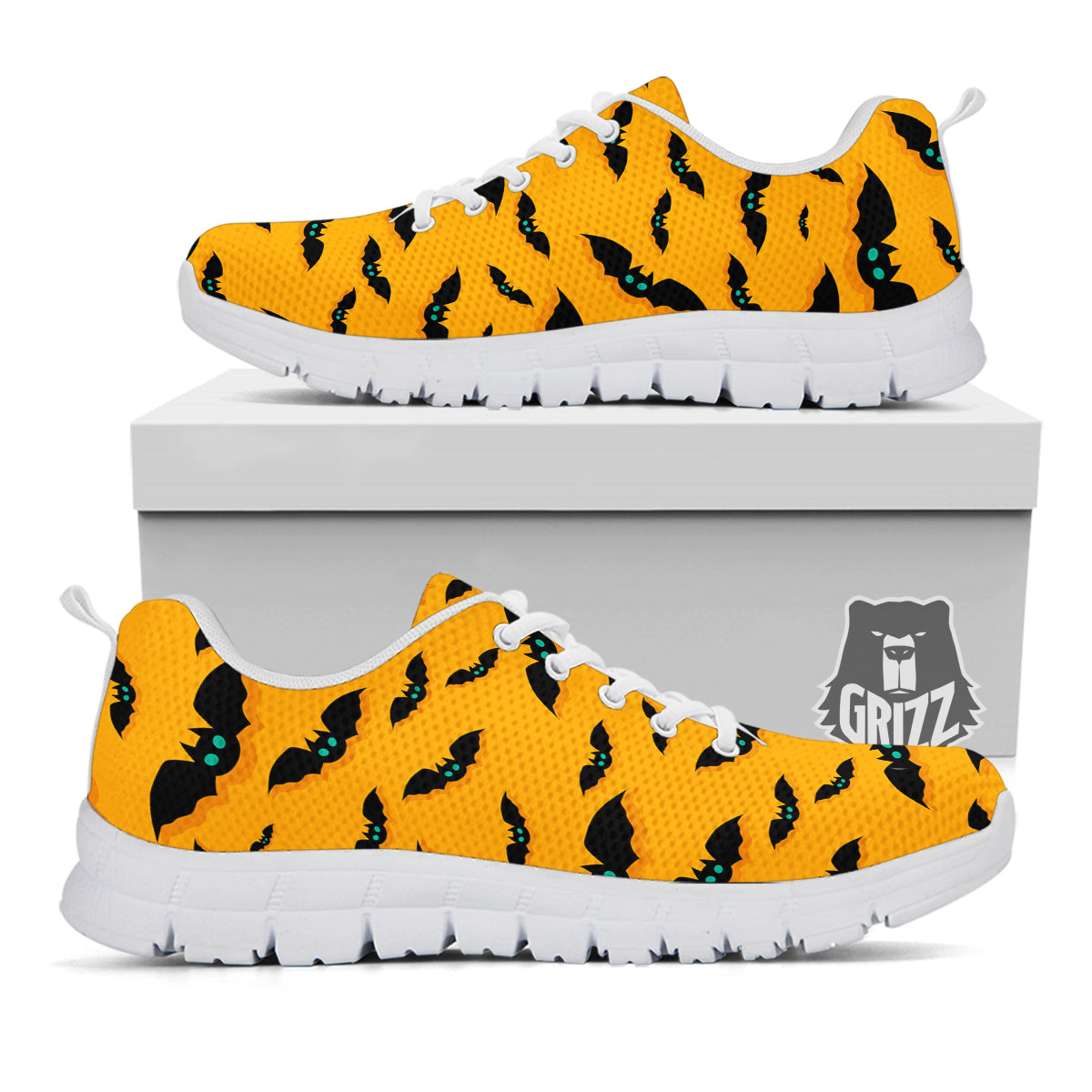 Vampire Bat Halloween Print Pattern White Sneaker-grizzshop
