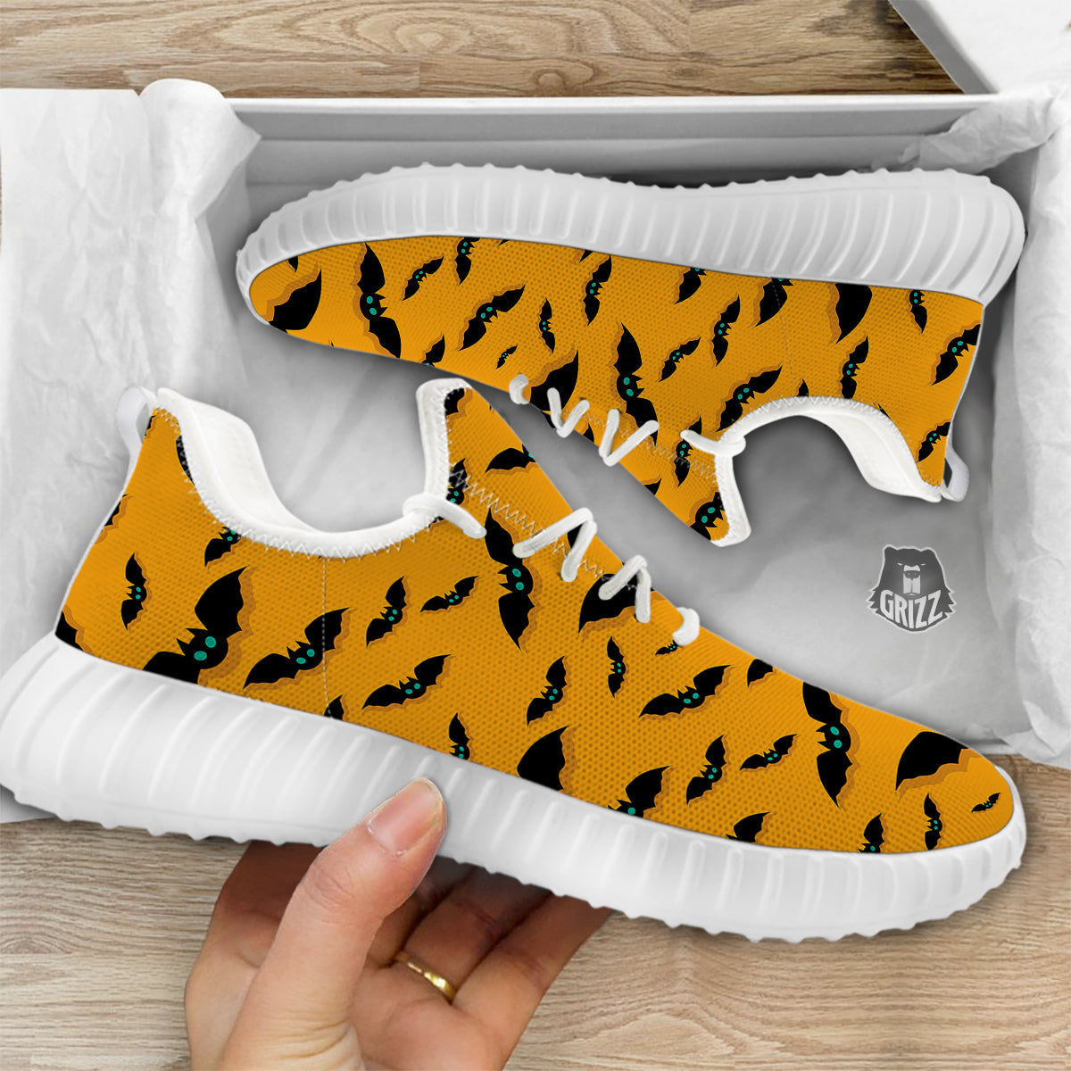 Vampire Bat Halloween Print Pattern White Walking Shoes-grizzshop