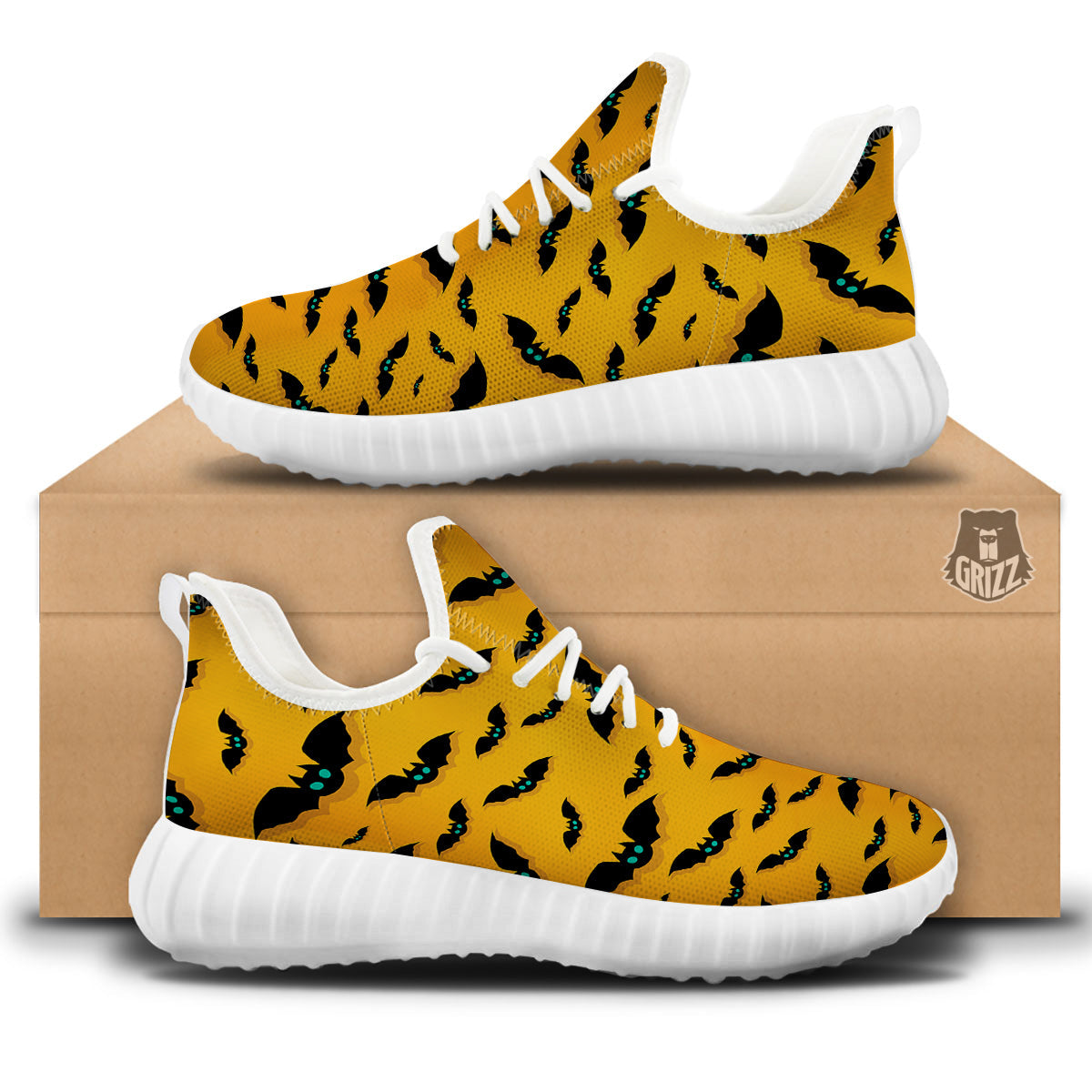 Vampire Bat Halloween Print Pattern White Walking Shoes-grizzshop