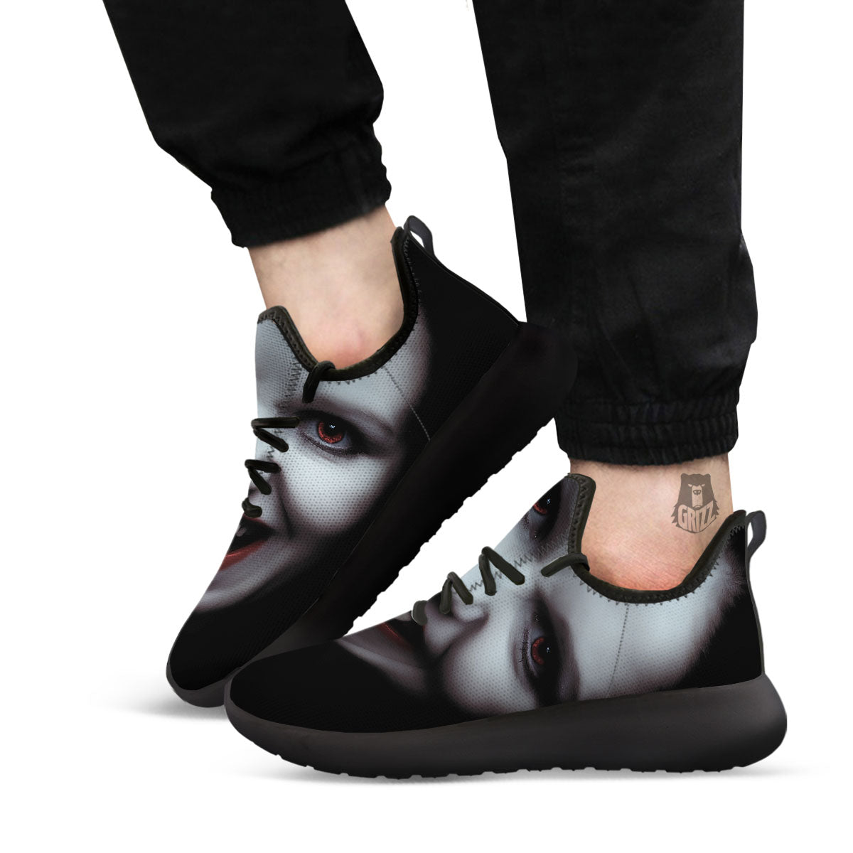 Vampire Girl Halloween Print Black Athletic Shoes-grizzshop