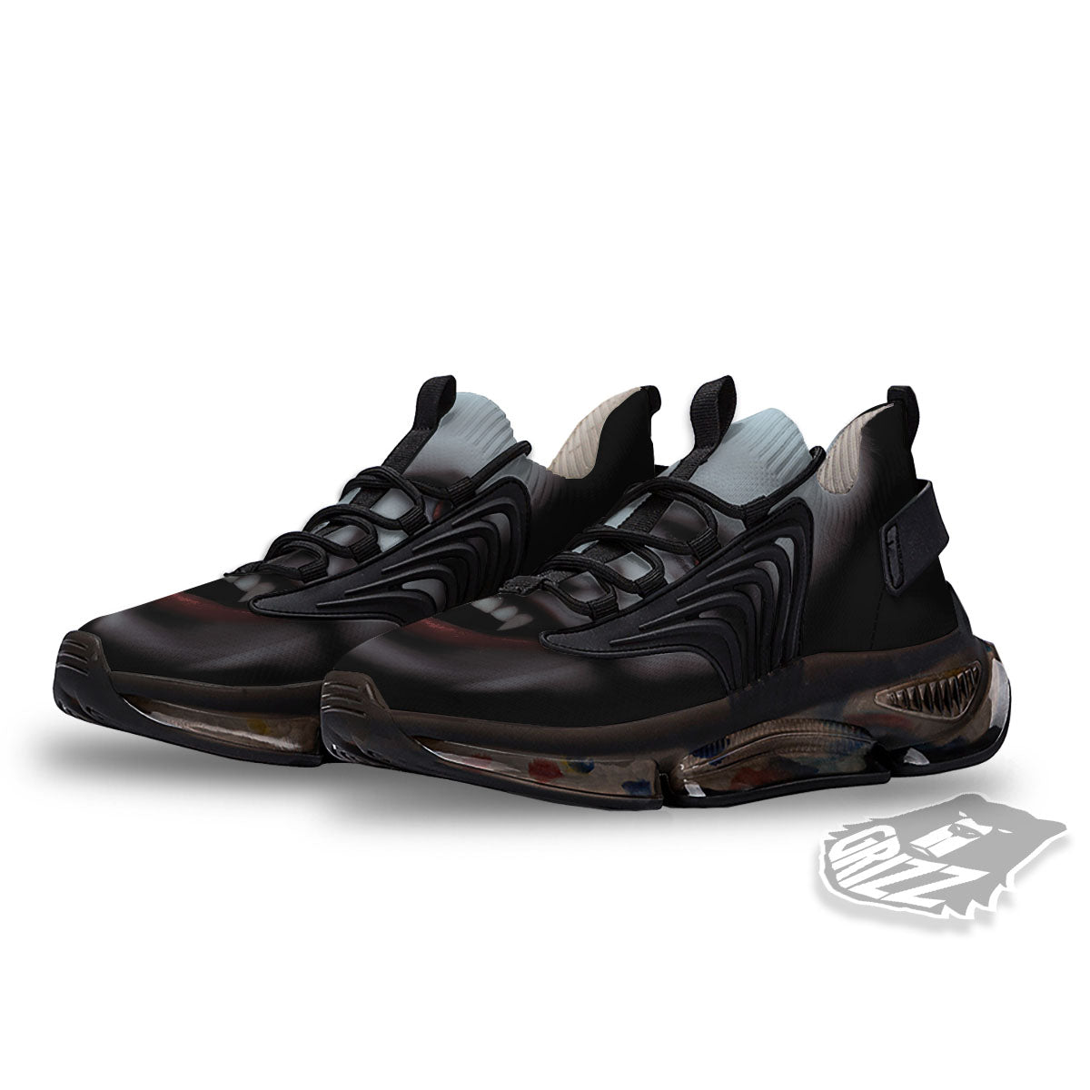 Vampire Girl Halloween Print Black Gym Shoes-grizzshop
