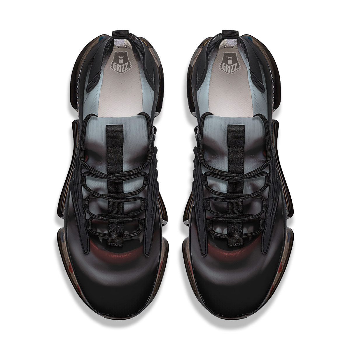 Vampire Girl Halloween Print Black Gym Shoes-grizzshop