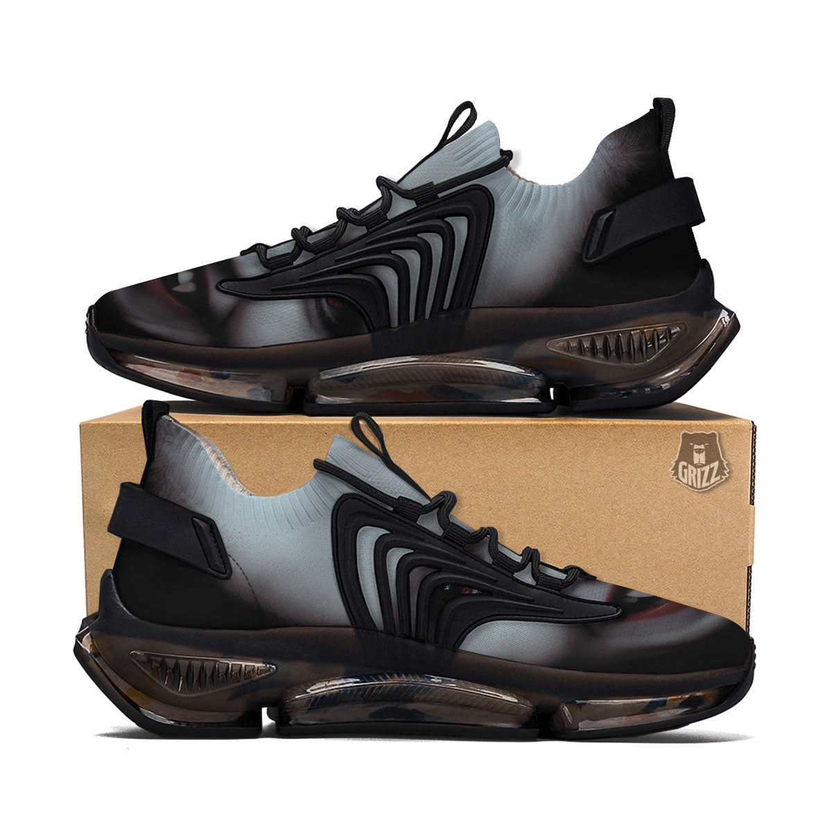 Vampire Girl Halloween Print Black Gym Shoes-grizzshop