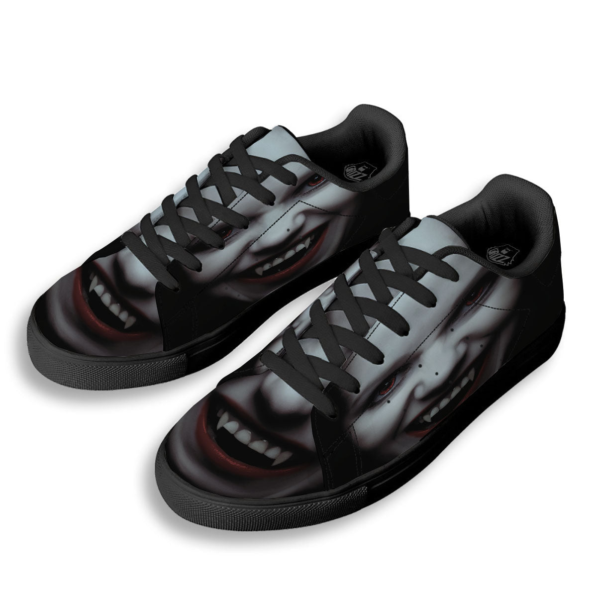 Vampire Girl Halloween Print Black Low Top Sneakers-grizzshop