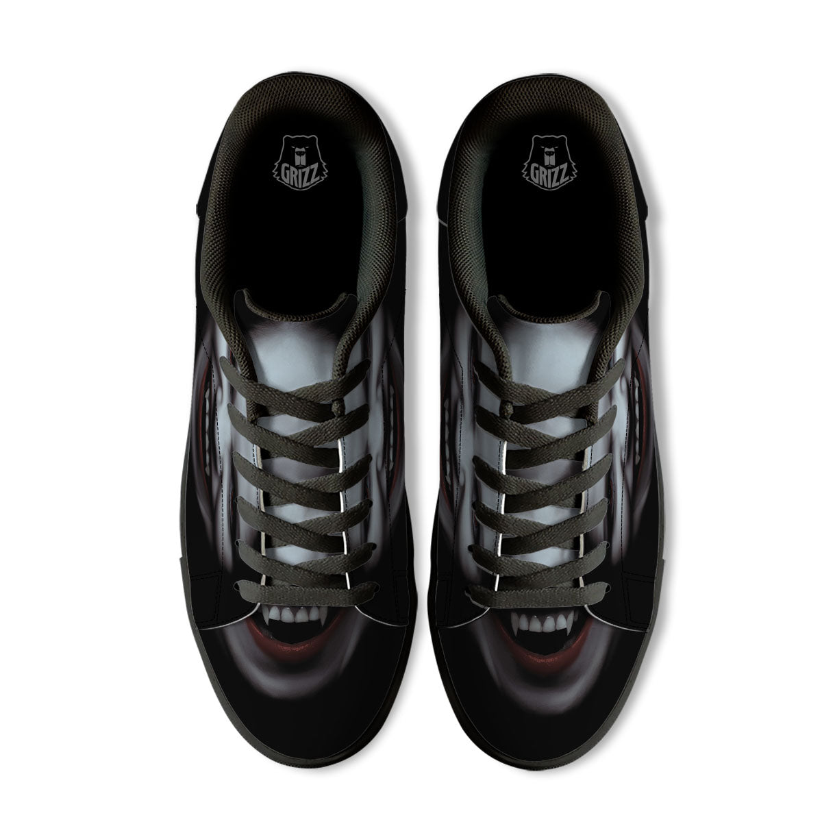Vampire Girl Halloween Print Black Low Top Sneakers-grizzshop