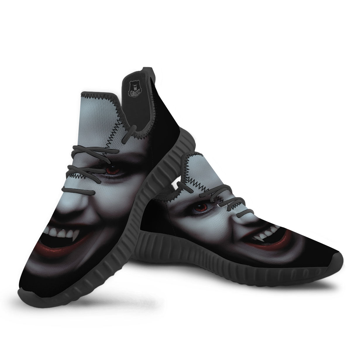 Vampire Girl Halloween Print Black Walking Shoes-grizzshop