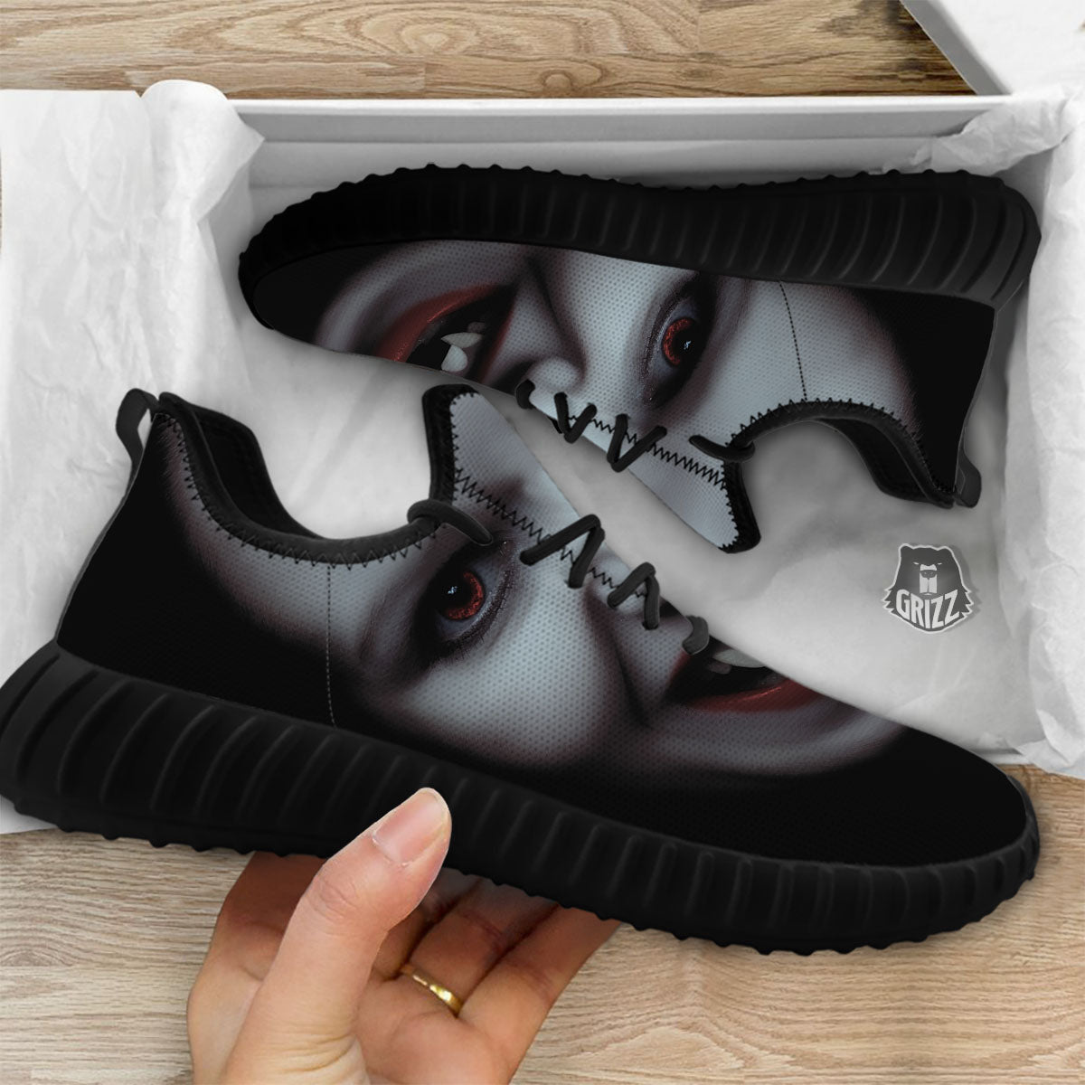 Vampire Girl Halloween Print Black Walking Shoes-grizzshop