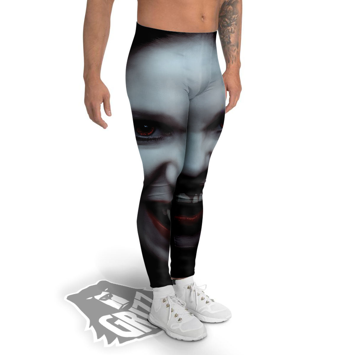 Vampire Girl Halloween Print Men's Leggings-grizzshop