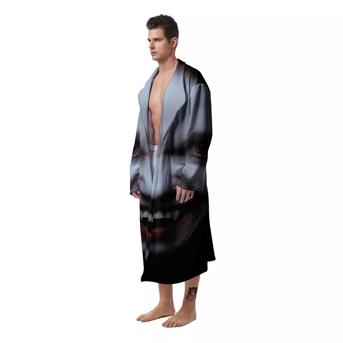 Vampire Girl Halloween Print Men's Robe-grizzshop