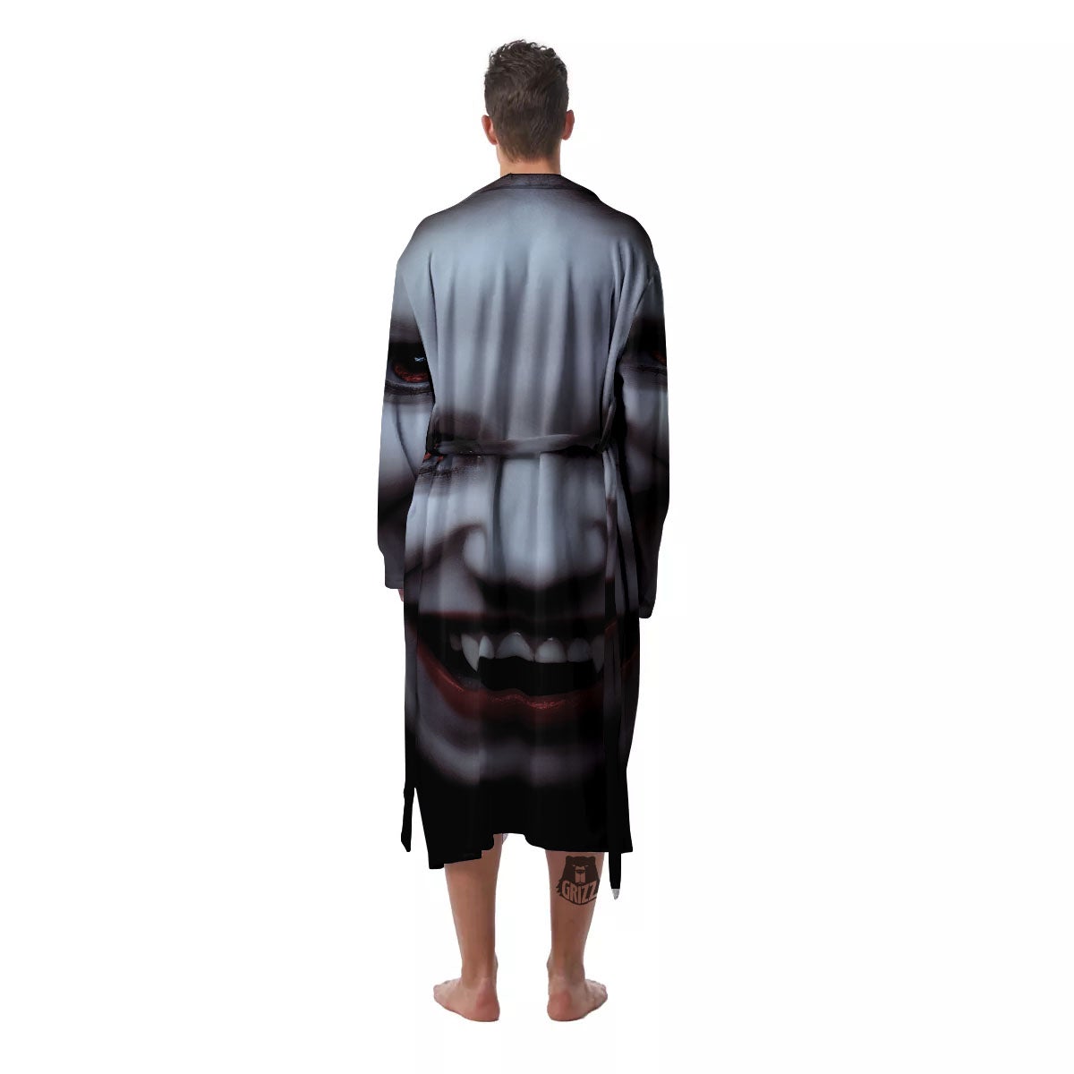 Vampire Girl Halloween Print Men's Robe-grizzshop