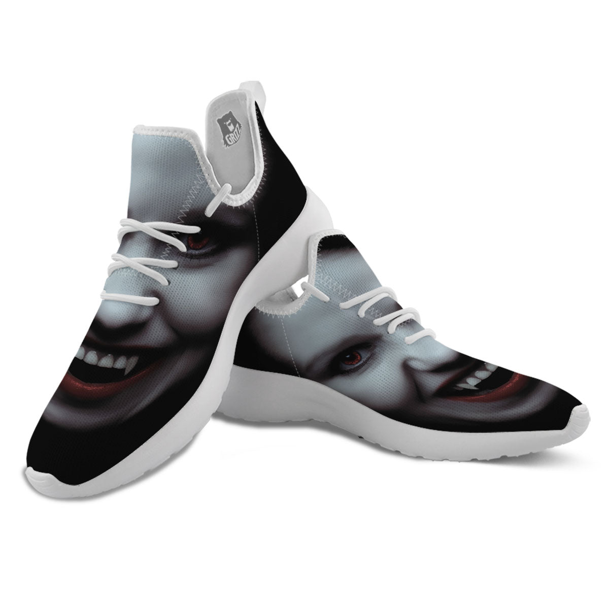 Vampire Girl Halloween Print White Athletic Shoes-grizzshop
