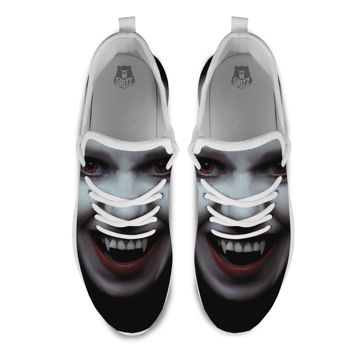 Vampire Girl Halloween Print White Athletic Shoes-grizzshop