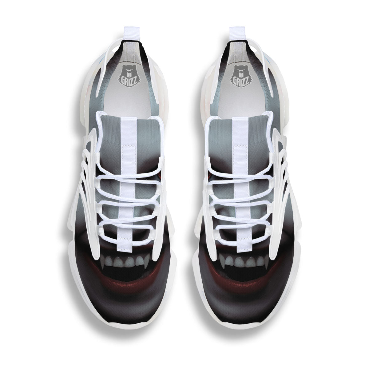 Vampire Girl Halloween Print White Gym Shoes-grizzshop