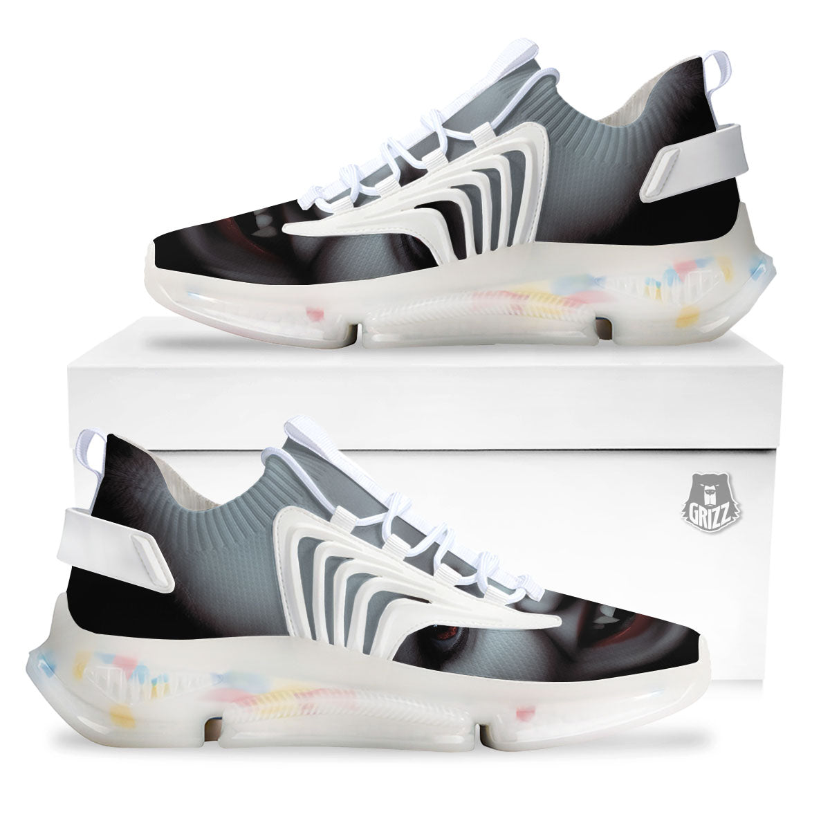 Vampire Girl Halloween Print White Gym Shoes-grizzshop