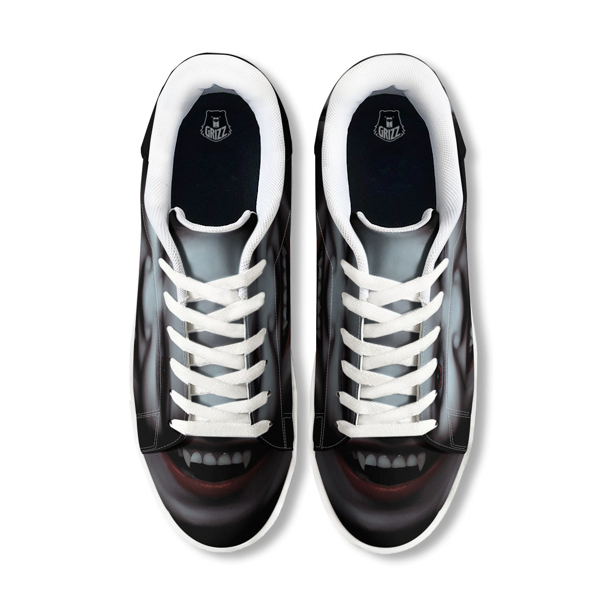Vampire Girl Halloween Print White Low Top Sneakers-grizzshop