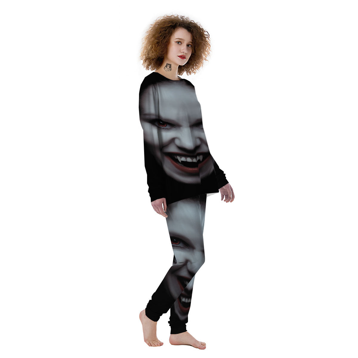 Vampire Girl Halloween Print Women's Pajamas-grizzshop