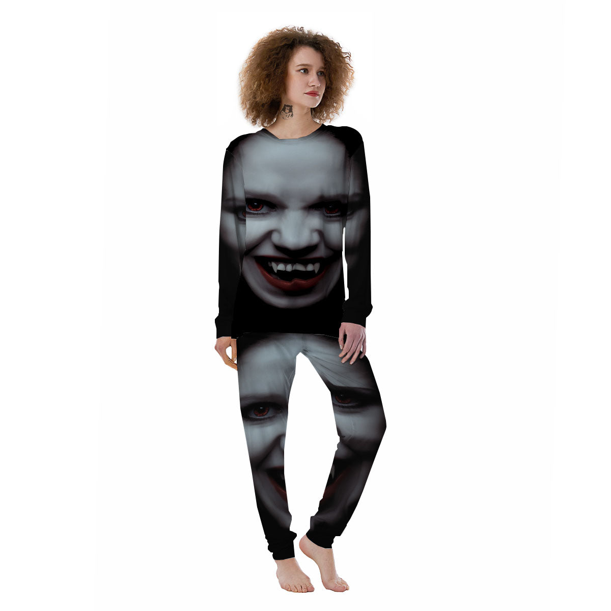 Vampire Girl Halloween Print Women's Pajamas-grizzshop