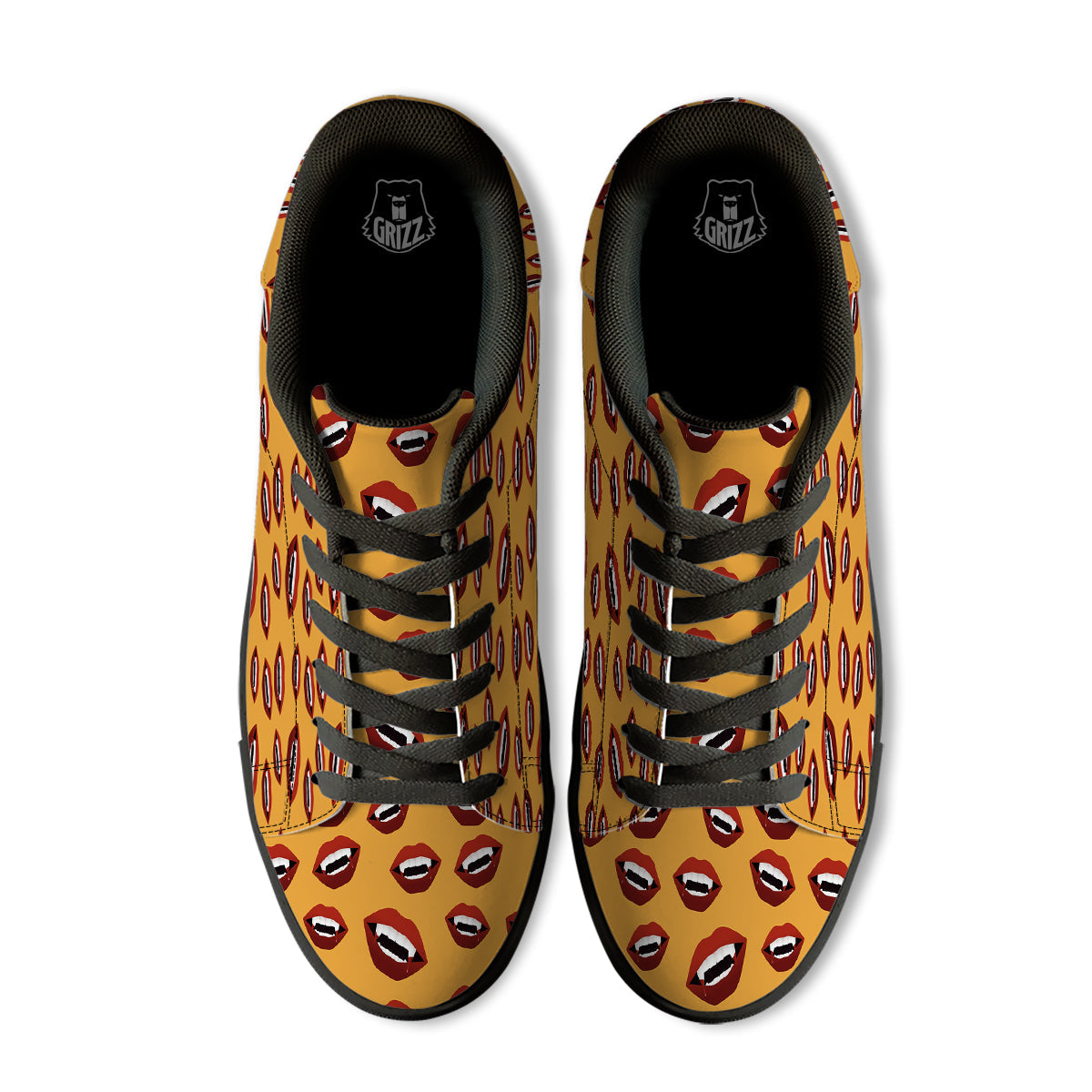 Vampire Lips Halloween Print Pattern Black Low Top Sneakers-grizzshop