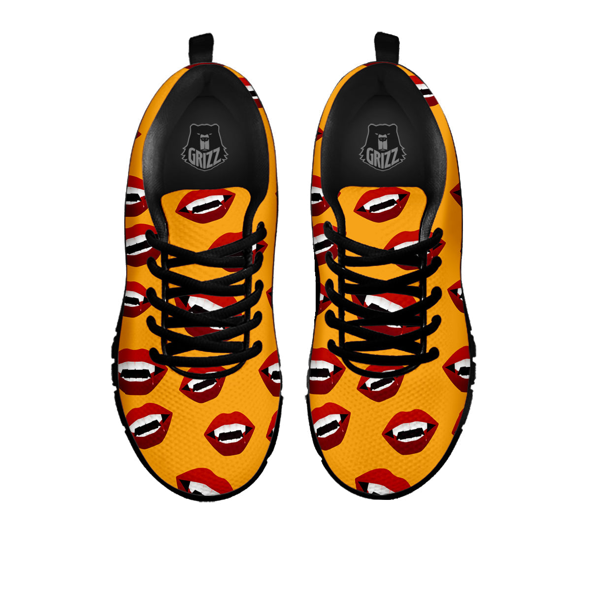 Vampire Lips Halloween Print Pattern Black Sneaker-grizzshop