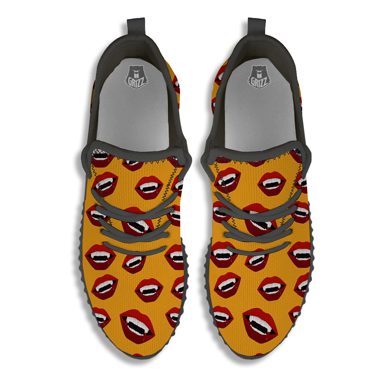 Vampire Lips Halloween Print Pattern Black Walking Shoes-grizzshop
