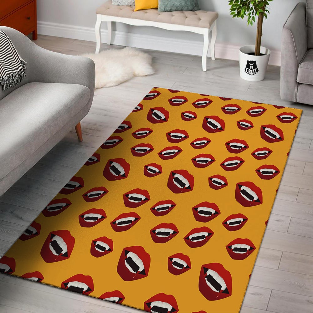 Vampire Lips Halloween Print Pattern Floor Mat-grizzshop