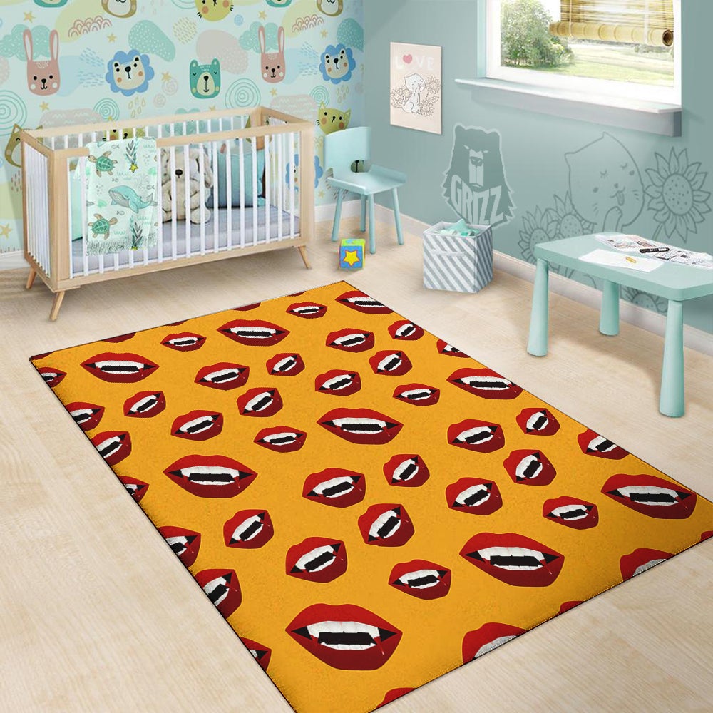 Vampire Lips Halloween Print Pattern Floor Mat-grizzshop