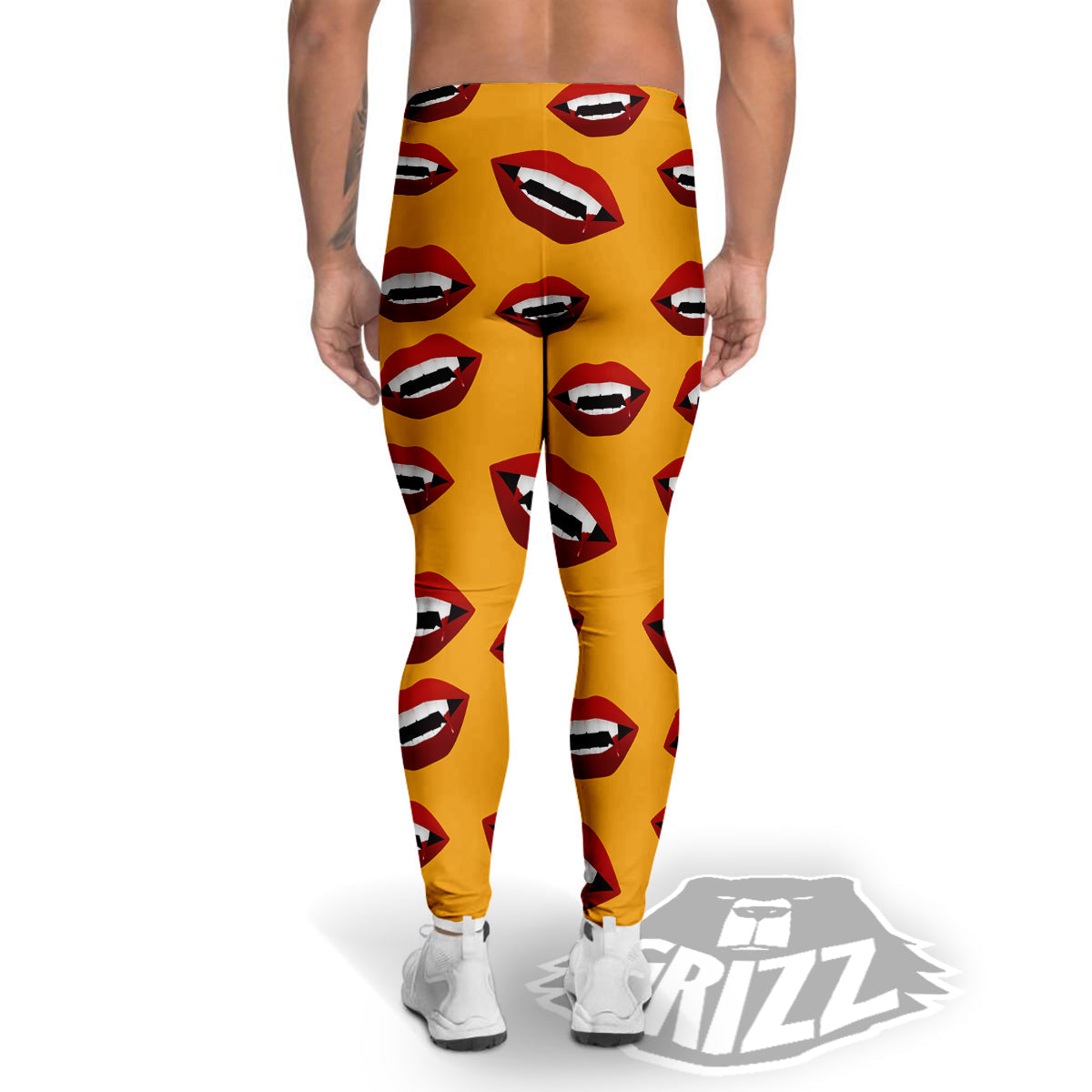 Vampire Lips Halloween Print Pattern Men's Leggings-grizzshop