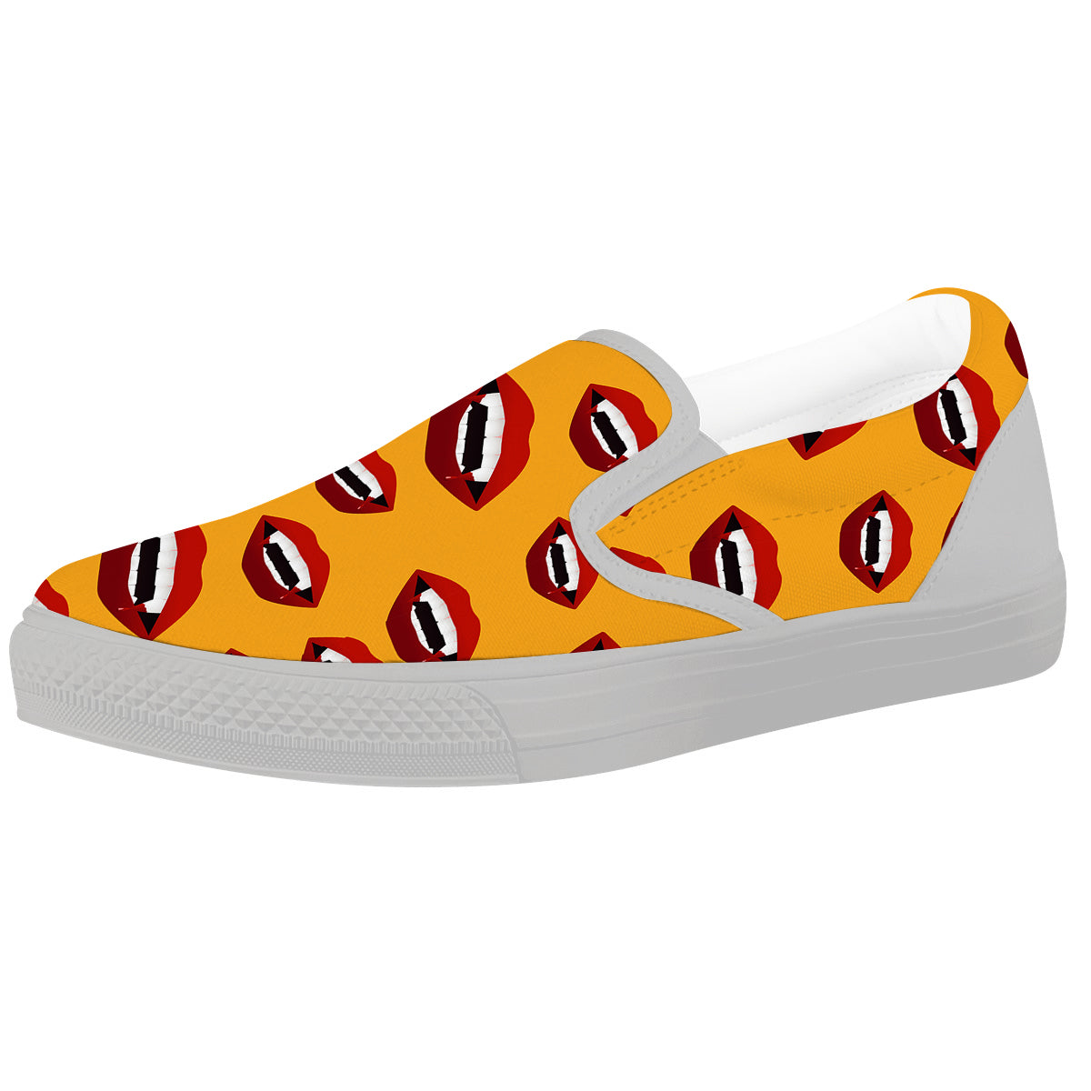 Vampire Lips Halloween Print Pattern White Slip On Shoes-grizzshop