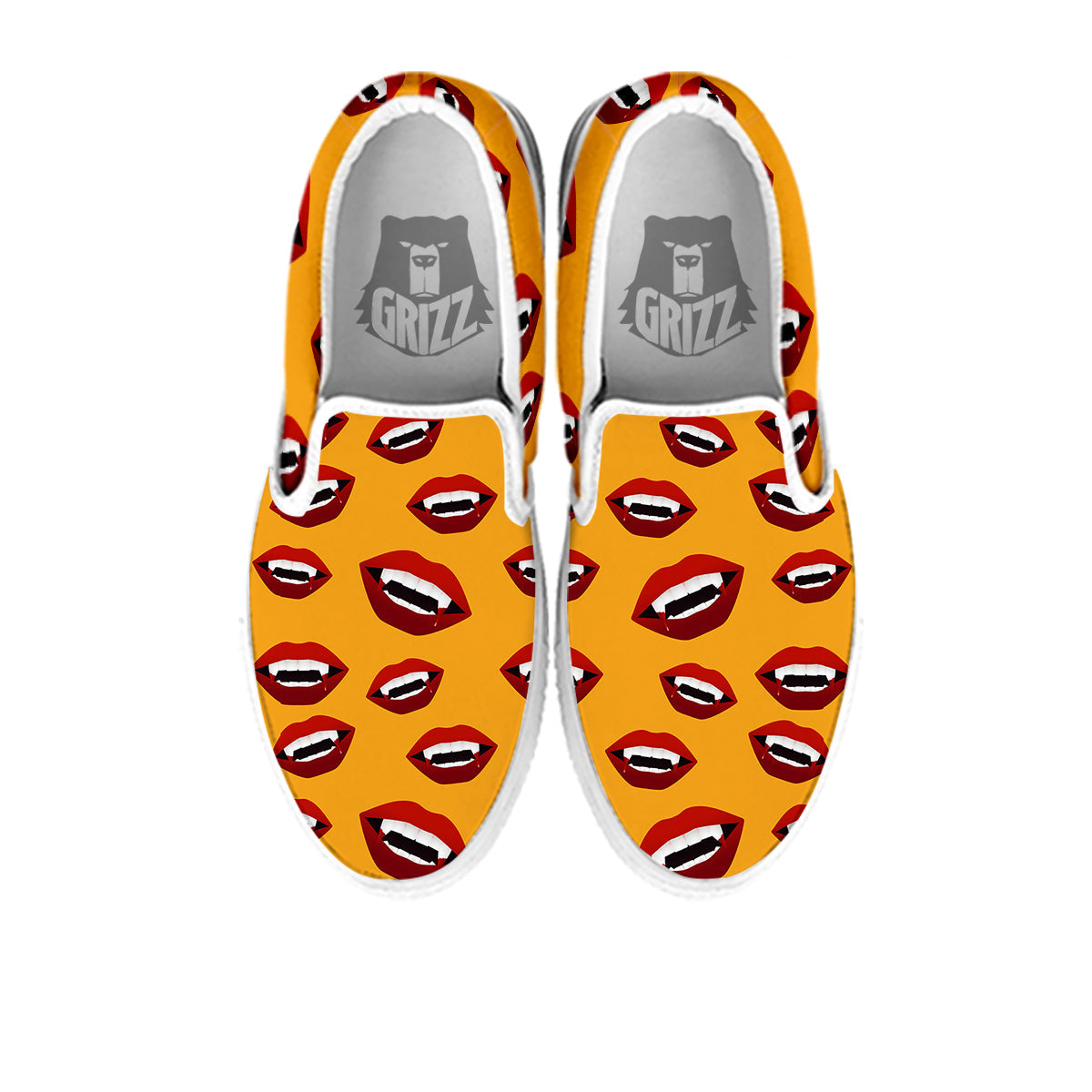 Vampire Lips Halloween Print Pattern White Slip On Shoes-grizzshop