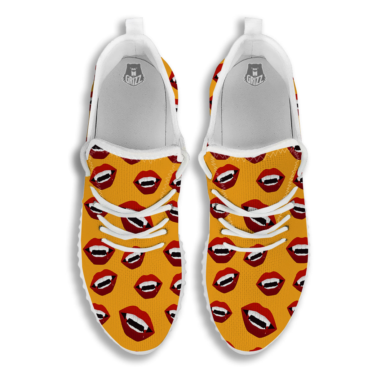 Vampire Lips Halloween Print Pattern White Walking Shoes-grizzshop