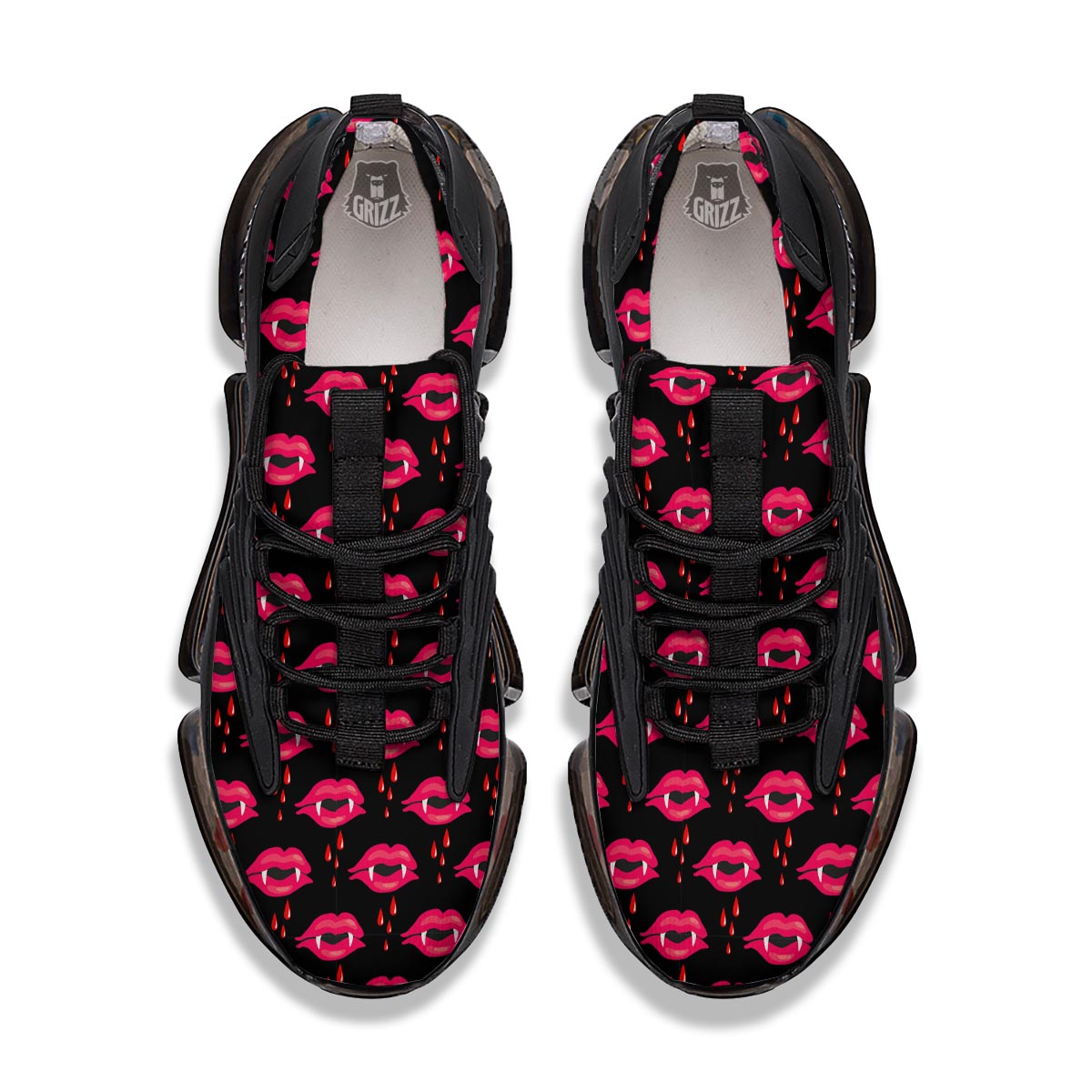Vampire Lips Red Halloween Print Pattern Black Gym Shoes-grizzshop