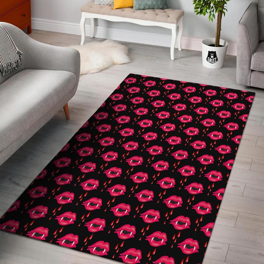 Vampire Lips Red Halloween Print Pattern Floor Mat-grizzshop