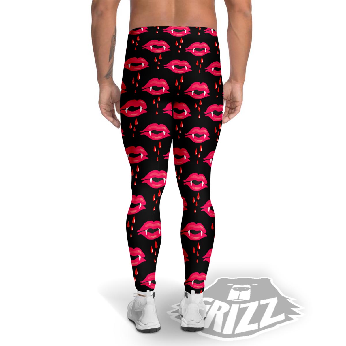 Vampire Lips Red Halloween Print Pattern Men's Leggings-grizzshop