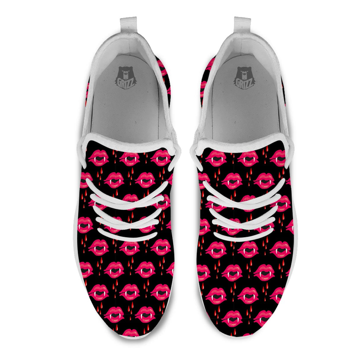 Vampire Lips Red Halloween Print Pattern White Athletic Shoes-grizzshop