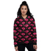 Vampire Lips Red Halloween Print Pattern Women's Bomber Jacket-grizzshop