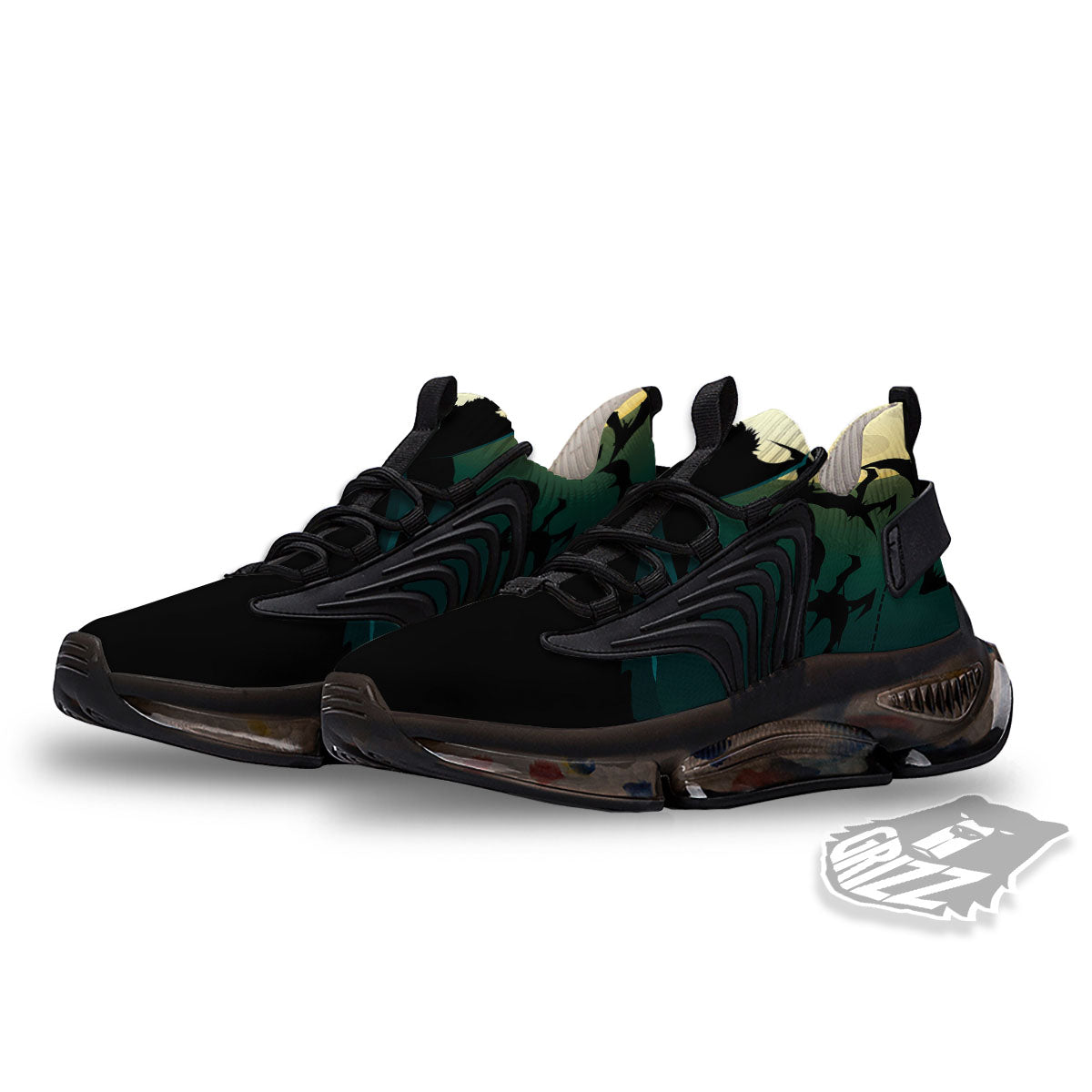 Vampire Silhouette Halloween Print Black Gym Shoes-grizzshop