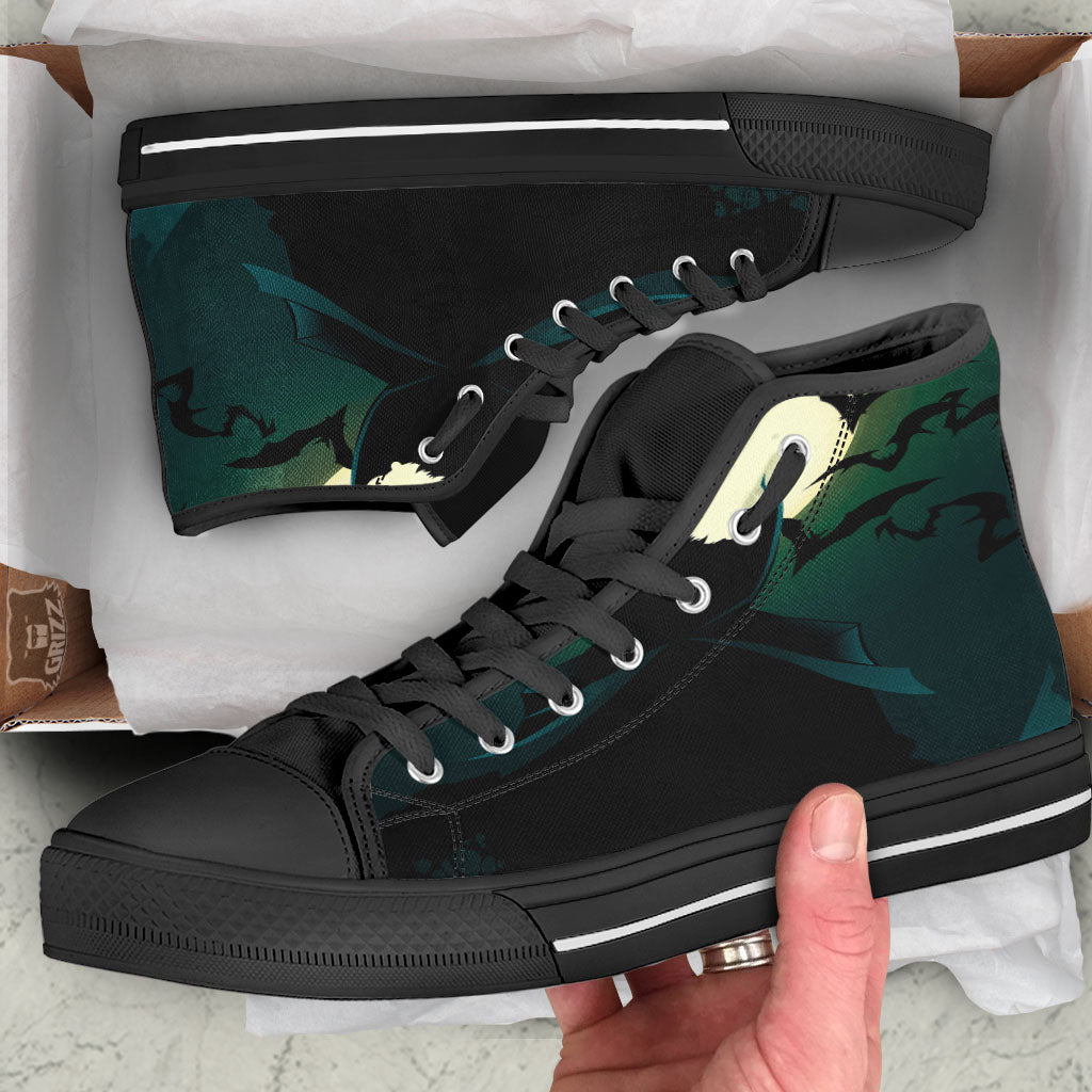 Vampire Silhouette Halloween Print High Top Shoes-grizzshop