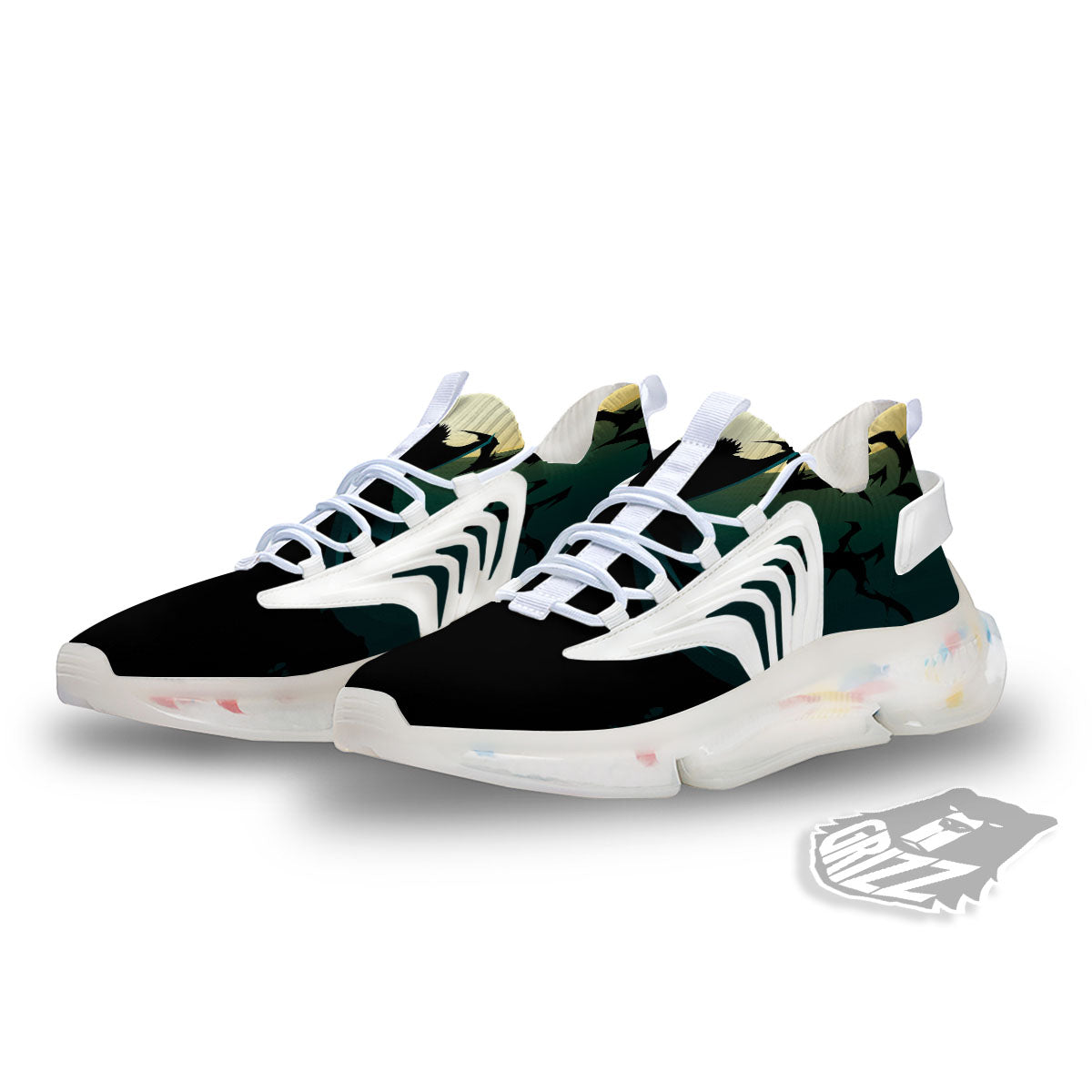 Vampire Silhouette Halloween Print White Gym Shoes-grizzshop