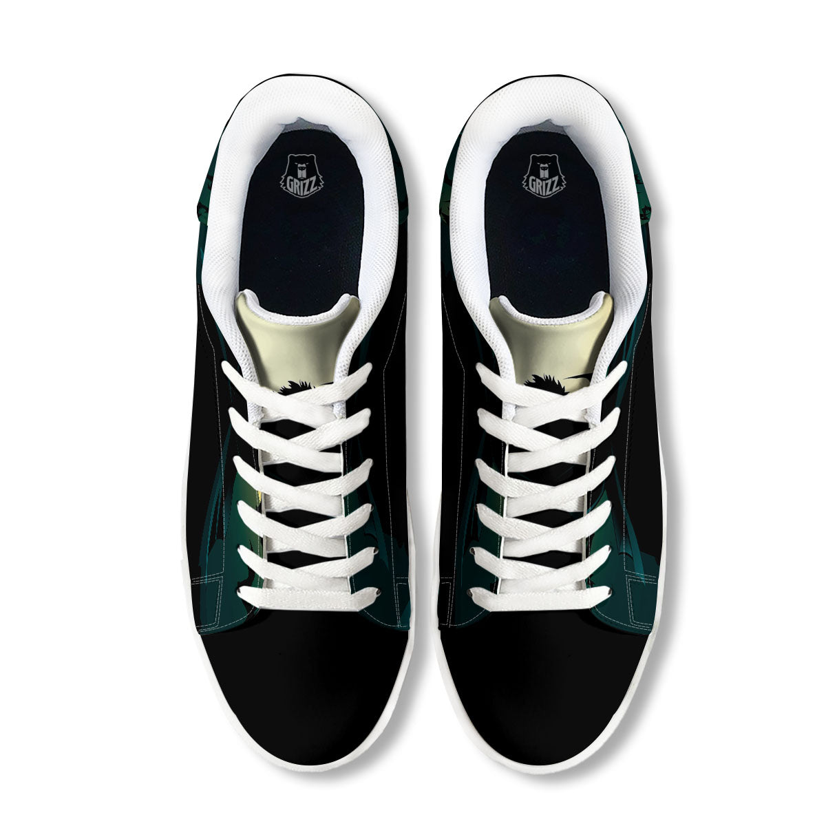Vampire Silhouette Halloween Print White Low Top Sneakers-grizzshop