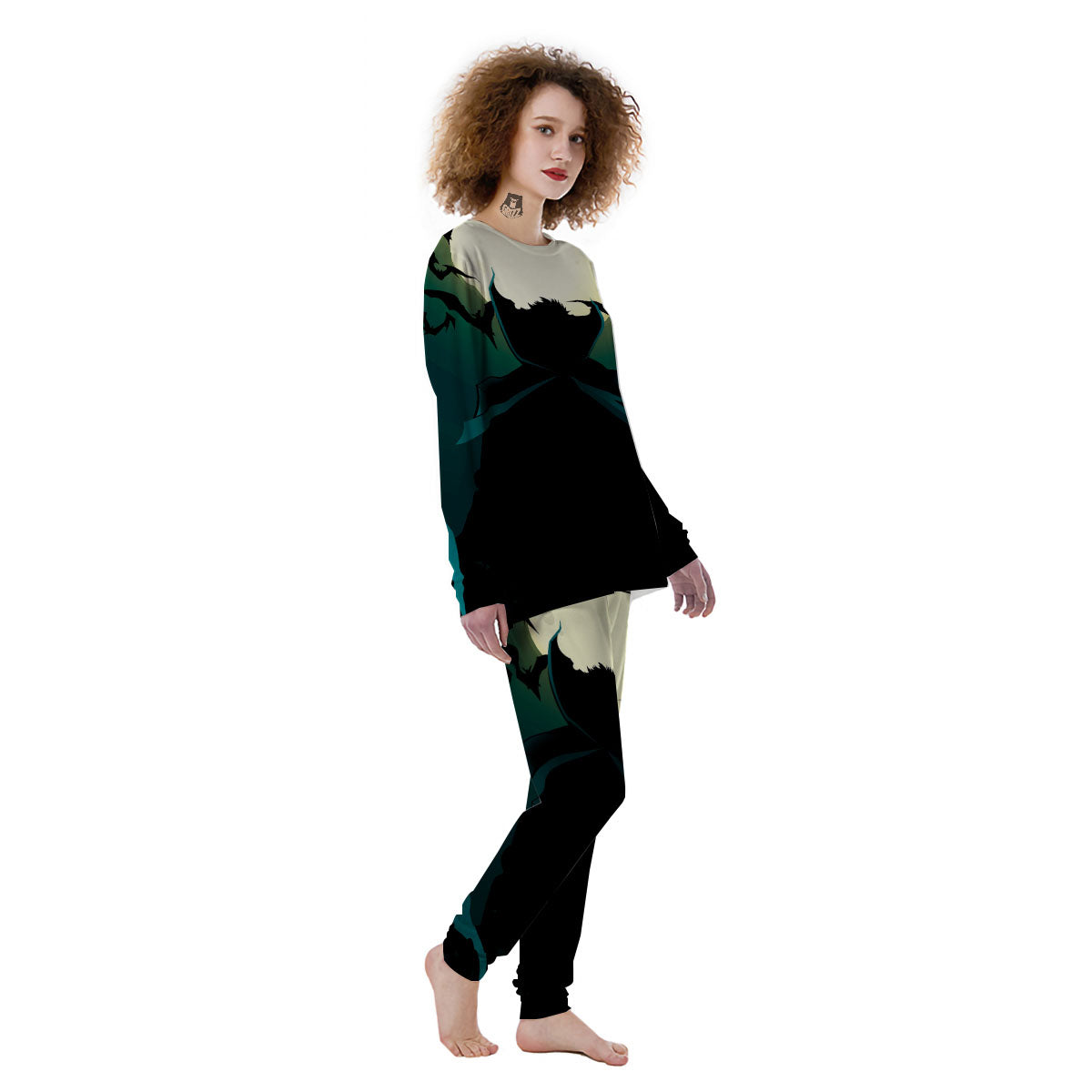 Vampire Silhouette Halloween Print Women's Pajamas-grizzshop