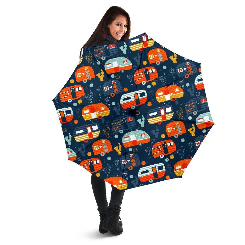 Van Camper Pattern Print Automatic Foldable Umbrella-grizzshop