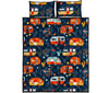 Van Camper Pattern Print Bed Set Quilt-grizzshop