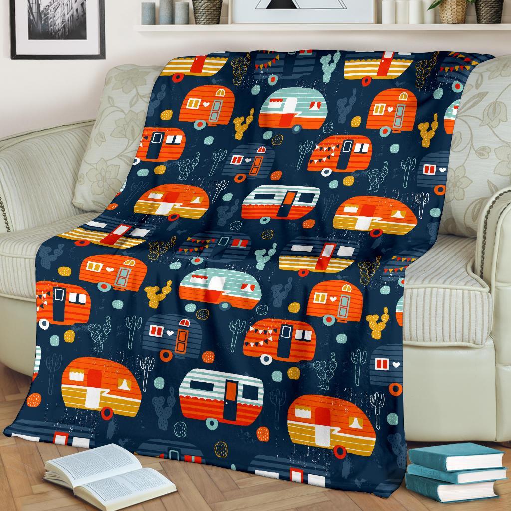 Van Camper Pattern Print Blanket-grizzshop